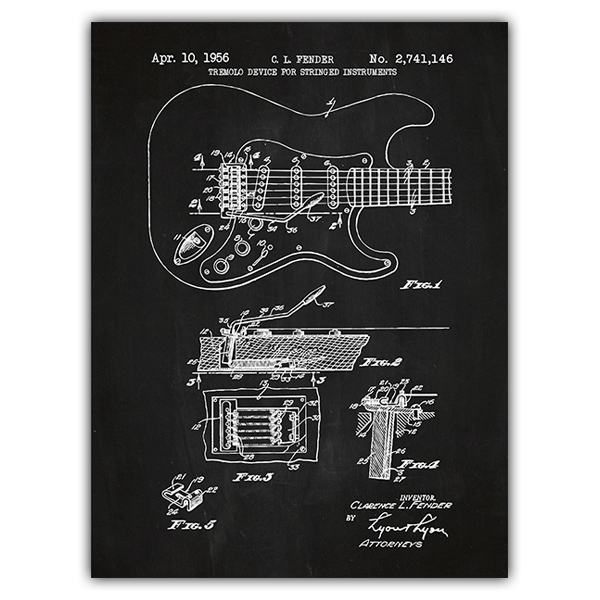 Stickers muraux: Fender Stratocaster guitare ardoise