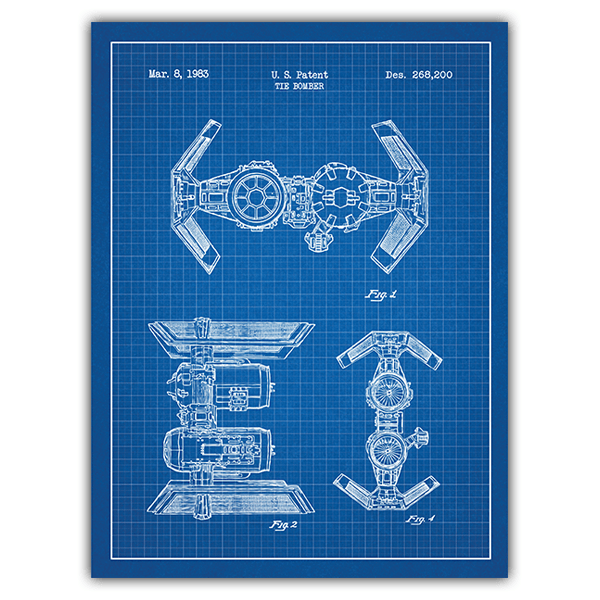 Stickers muraux: Bombardier TIE brevet bleu