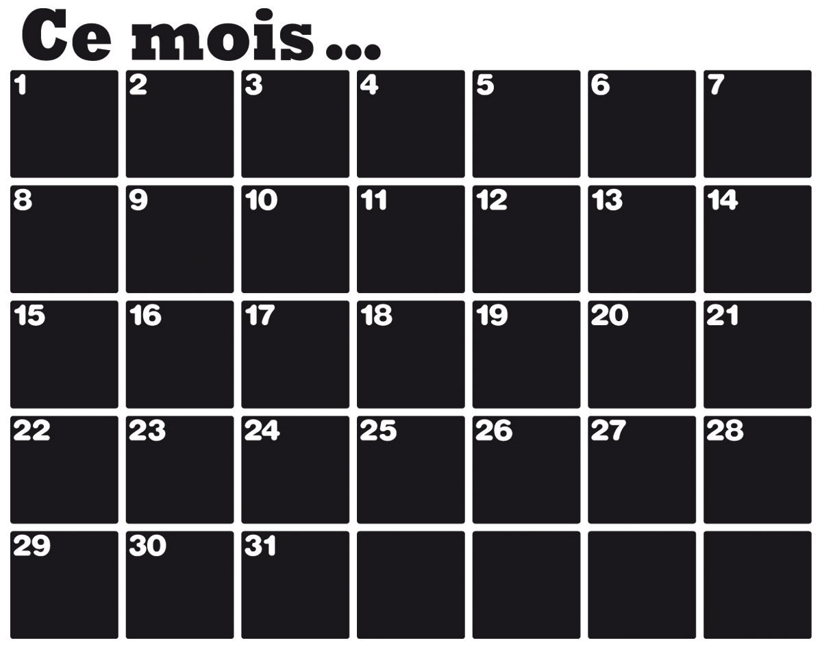 Stickers muraux: Chalkboard Calendrier des organisateurs français