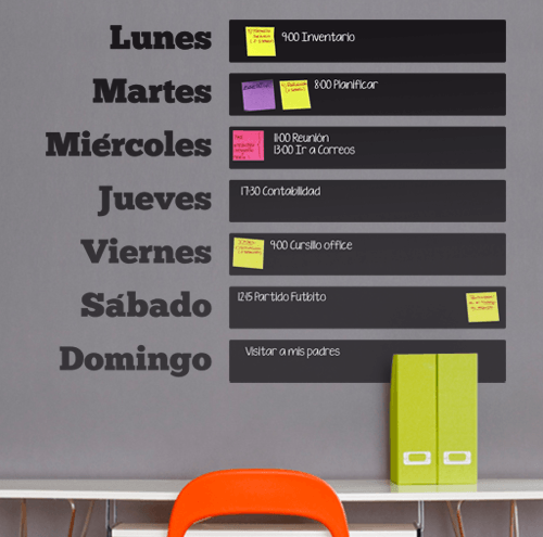Stickers muraux: Tableau Noir Agenda hebdomadaire