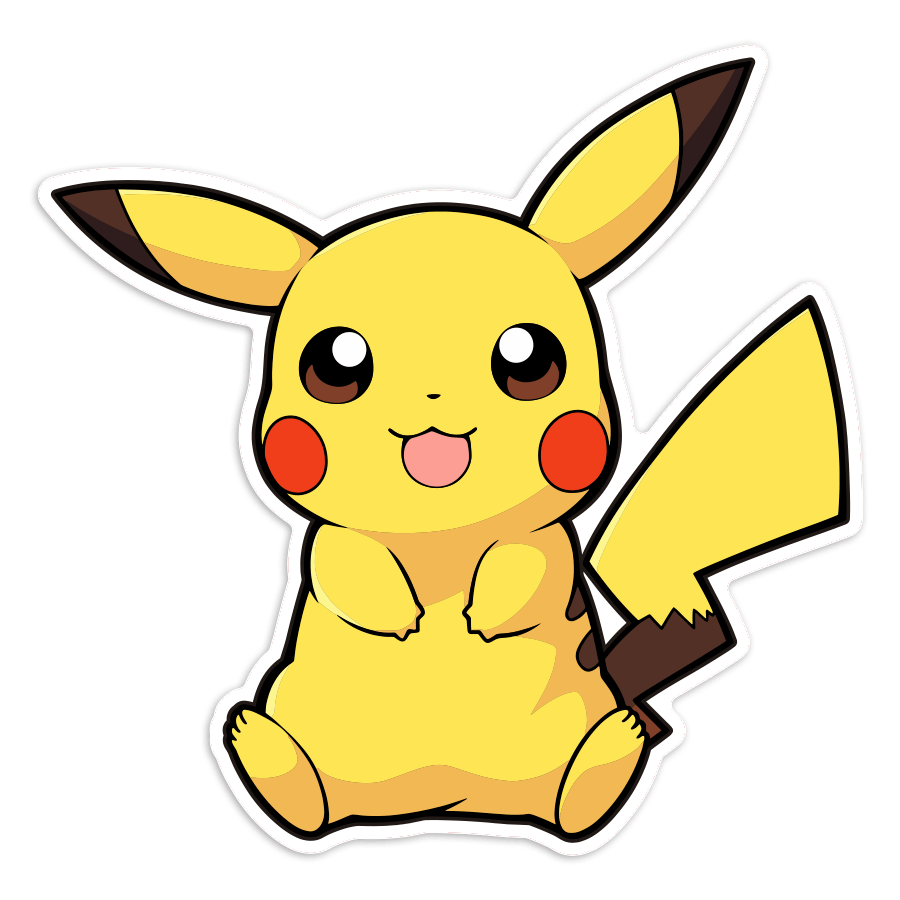 Autocollants: Pikachu assis kawaii Pokémon