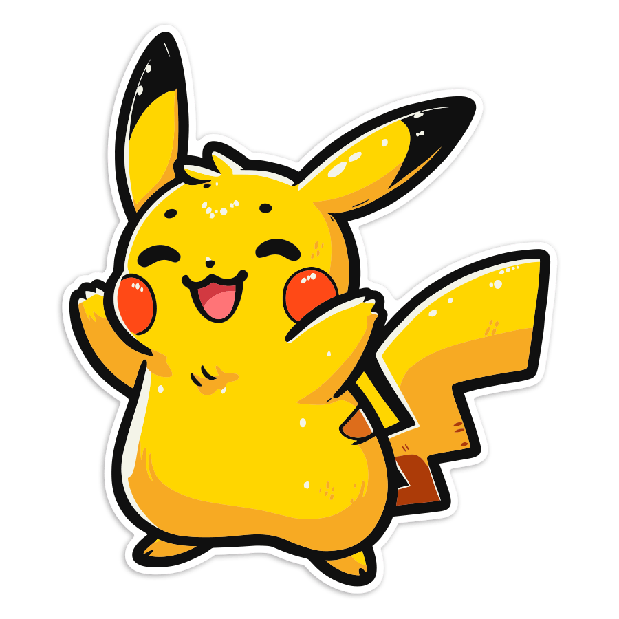 Autocollants: Pikachu chibi joyeux Pokémon