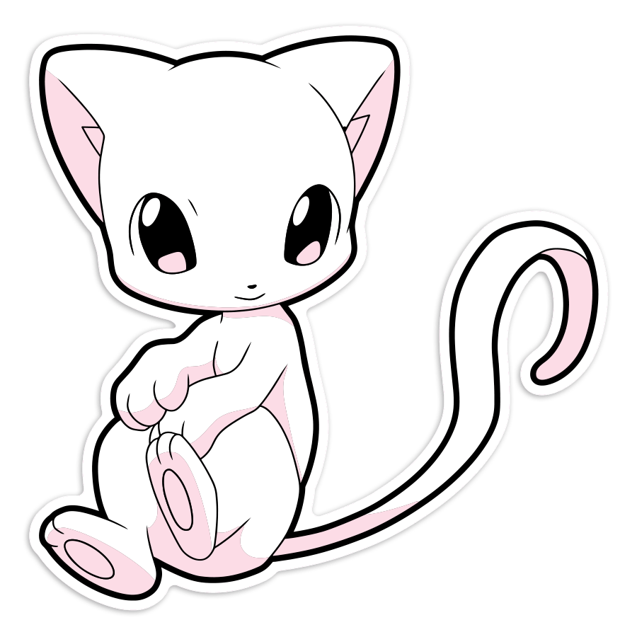 Autocollants: Mew assis kawaii Pokémon
