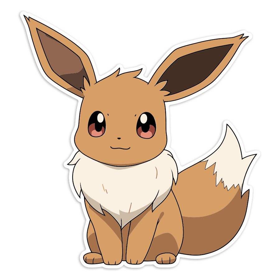 Autocollants: Évoli assis mignon Pokémon