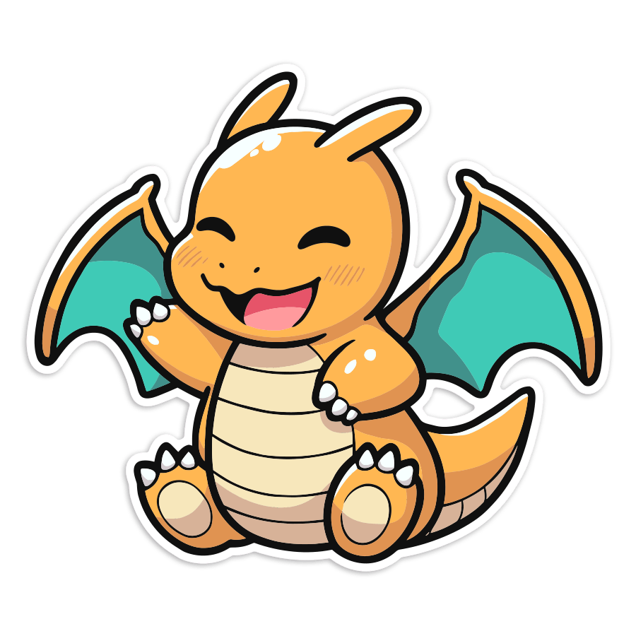 Autocollants: Dracolosse chibi joyeux Pokémon