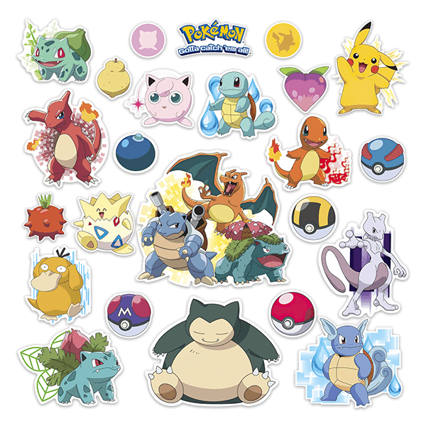 Stickers pour enfants: Kit 24X Pokemon Gotta Catch'em all