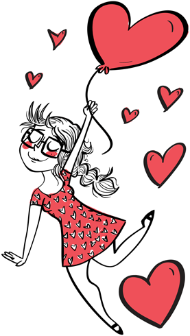 Stickers pour enfants: Fille dans l amour et les coeurs