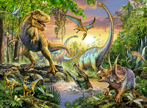 Stickers muraux: Poster adhésif Dinosaures dans la jungle