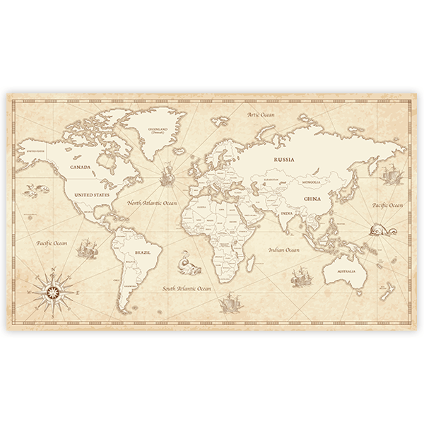 Stickers muraux: Mappemonde des pirates