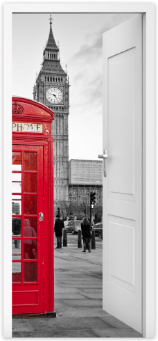 Stickers muraux: Porte ouverte cabine Londres