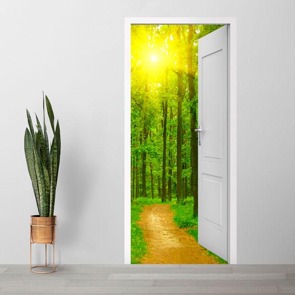 Stickers muraux: Porte ouverte chemin dans les bois