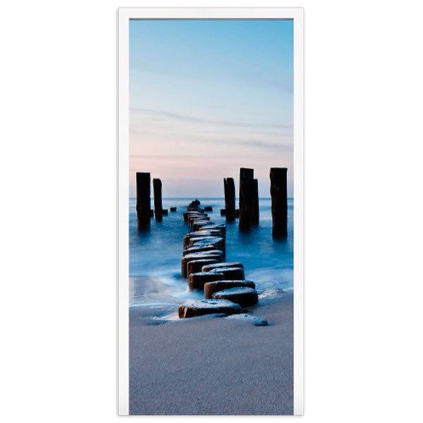 Stickers muraux: Porte pont de bois sur la plage