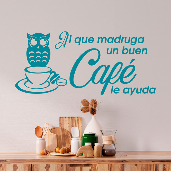 Stickers muraux: Al que madruga un buen café le ayuda