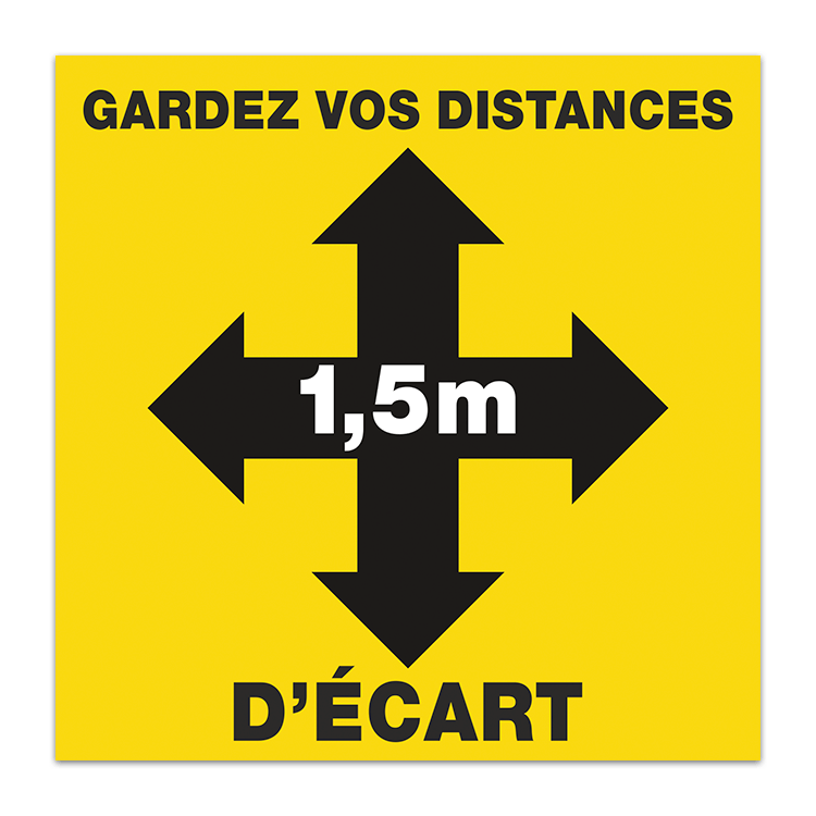 Autocollants: Sticker Sol Gardez 1,5m d Ecart
