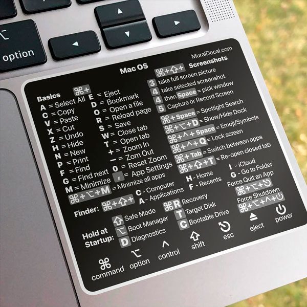 Autocollant de raccourci clavier Mac OS de qualité supérieure