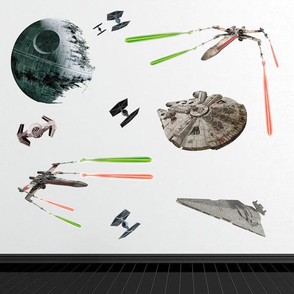 Stickers muraux: Navires Star Wars classiques