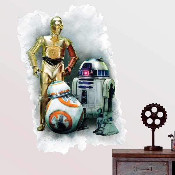 Stickers muraux: R2D2, C3PO et BB-8
