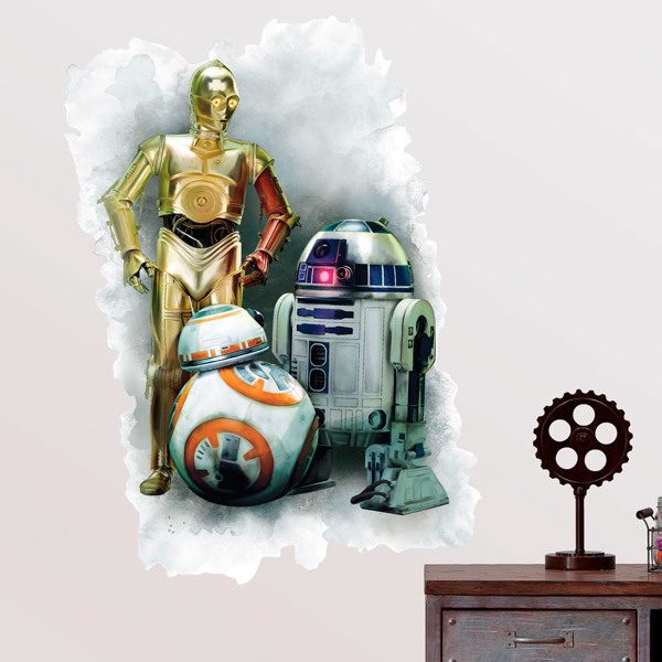 Stickers muraux: R2D2, C3PO et BB