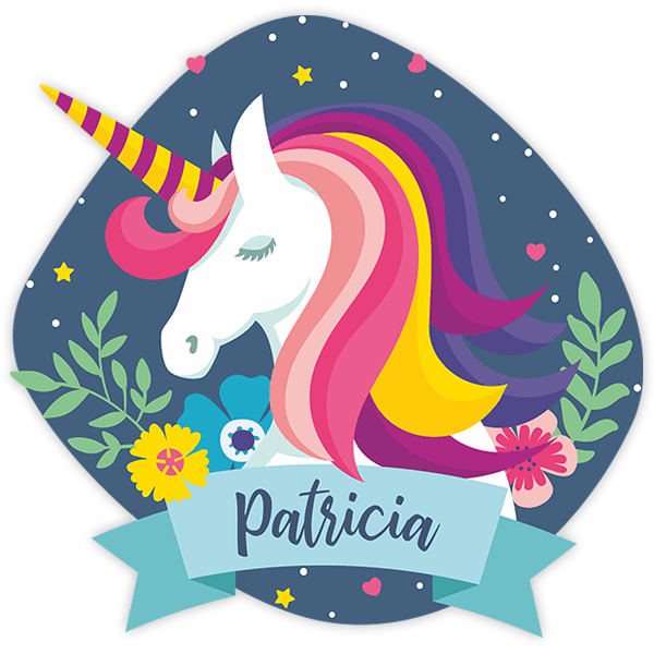 Stickers muraux: Licorne avec nom personnalisé