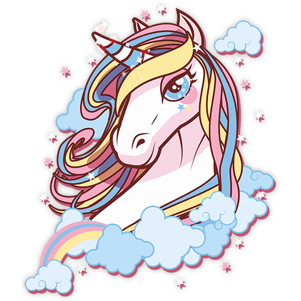 Stickers muraux: Licorne parmi les nuages