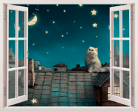 Stickers muraux: Un chat sur le toit 5