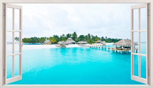 Stickers muraux: Panorama Île des Caraïbes