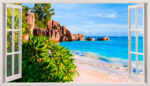 Stickers muraux: Panorama pierres sur la plage 1