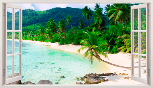 Stickers muraux: Panorama Palm sur la plage 2