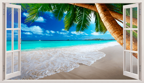 Stickers muraux: Panorama Palm sur la plage 13