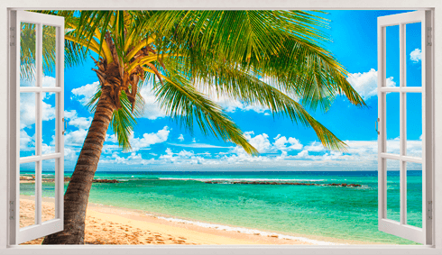Stickers muraux: Panorama Palm sur la plage 4