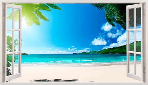 Stickers muraux: Panorama Palm sur la plage 5