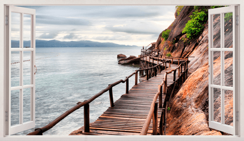 Stickers muraux: Passerelle panoramique sur la mer