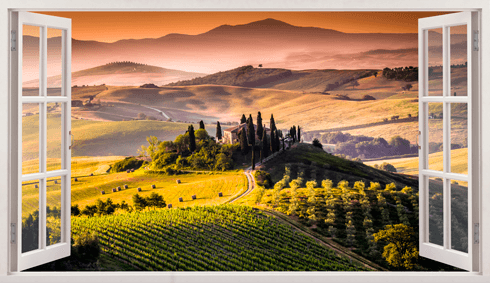 Stickers muraux: Panorama de Toscane italien