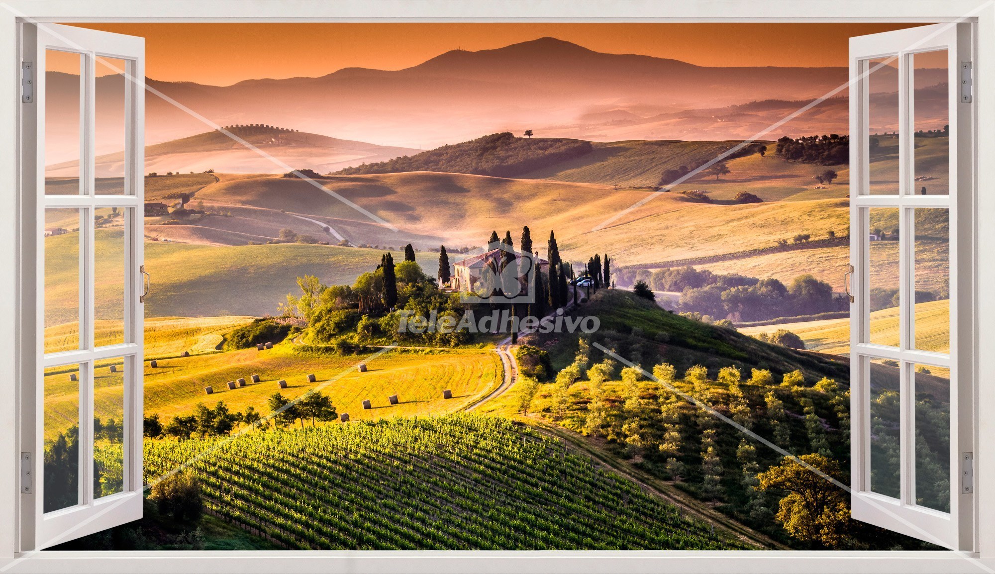 Stickers muraux: Panorama de Toscane italien