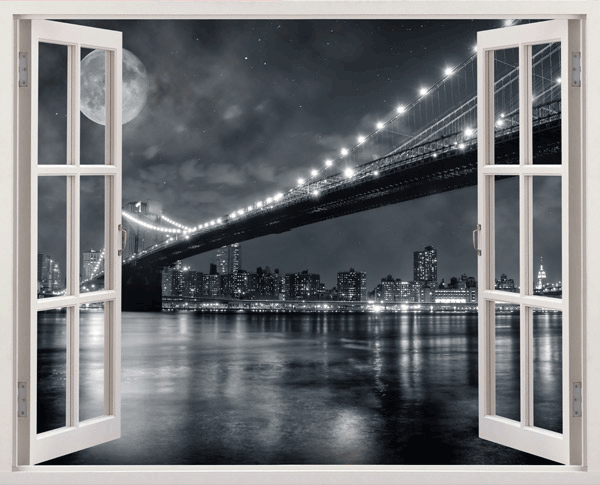 Stickers muraux: Brooklyn Bridge (noir et blanc)