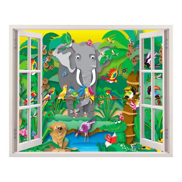 Stickers pour enfants: Fenêtre La jungle