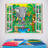 Stickers pour enfants: Fenêtre La jungle 3