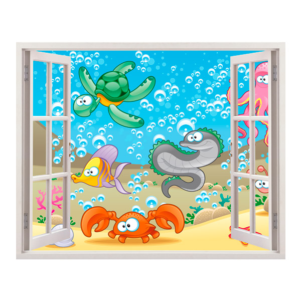 Stickers pour enfants: Fenêtre Le fond de la mer