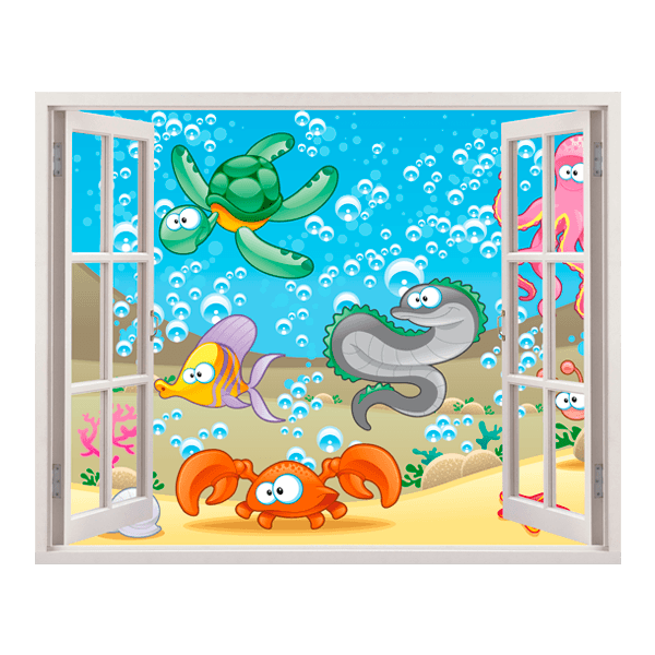 Stickers pour enfants: Fenêtre Le fond de la mer