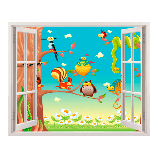 Stickers pour enfants: Fenêtre La jungle
