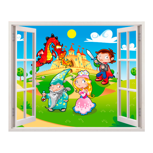 Stickers pour enfants: Fenêtre Le château du dragon