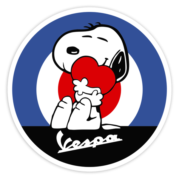 Autocollants: Snoopy Mod avec Vespa et Cœur