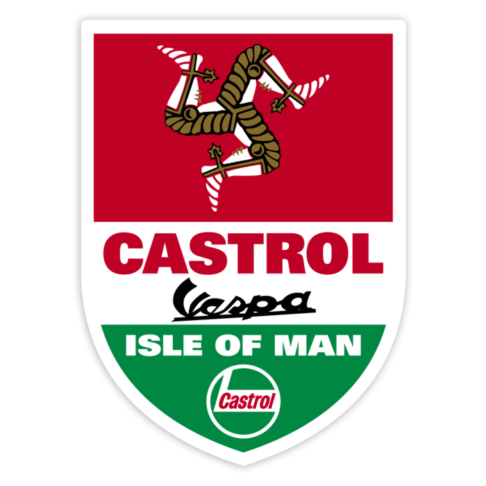 Autocollants: Blason Classique Vespa Castrol Île de Man