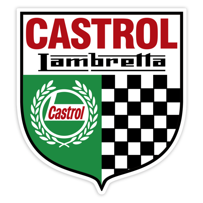 Autocollants: Blason Lambretta Castrol avec Damier Racing