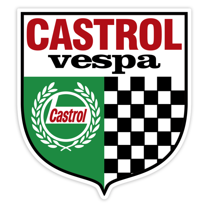 Autocollants: Blason Vespa Castrol avec Damier Racing