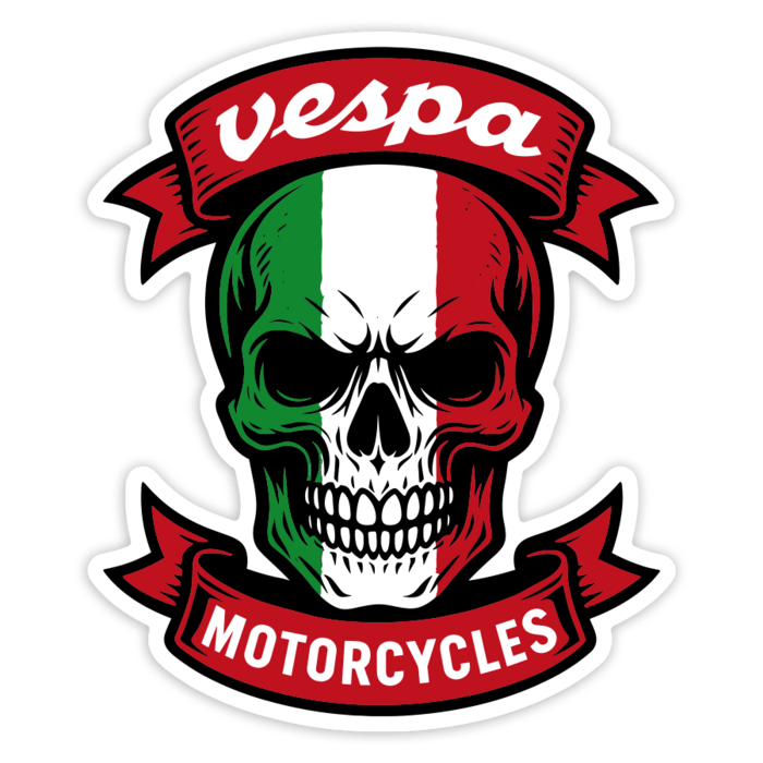 Autocollants: Crâne Vespa Italie Motorcycles