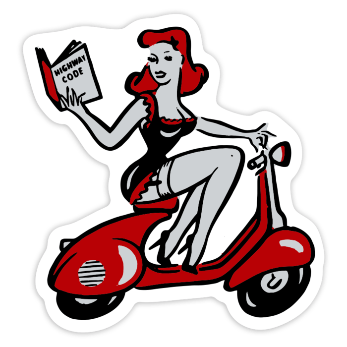Autocollants: Pin-up Rouge sur Vespa