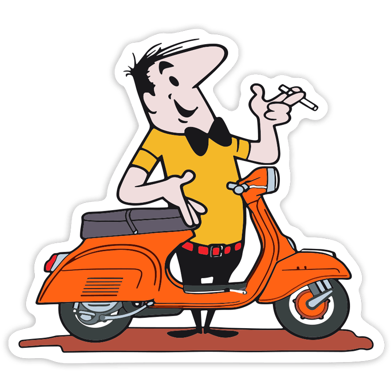 Autocollants: Homme et Vespa Orange