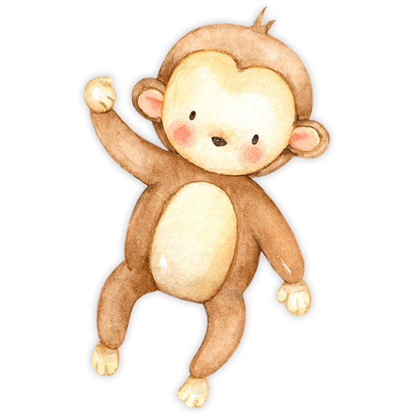 Stickers pour enfants: Singe aquarelle