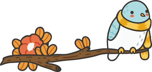Stickers pour enfants: Oiseau avec un foulard sur la branche